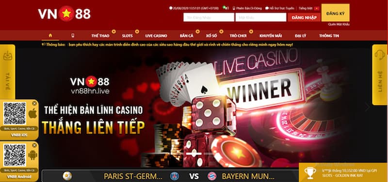 Sòng Live casino uy tín VN88 dành cho người Việt